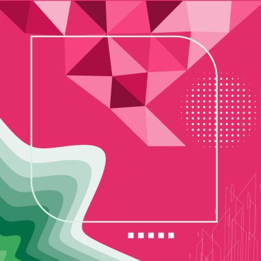 Çeşitli geometrik şekillere sahip soyut arkaplan kare kartı. Geometrik memphis tarzıyla kare duvar kağıdı.