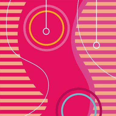 Çeşitli geometrik şekillere sahip soyut arkaplan kare kartı. Geometrik memphis tarzıyla kare duvar kağıdı.