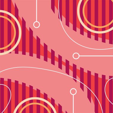 Çeşitli geometrik şekillere sahip soyut arkaplan kare kartı. Geometrik memphis tarzıyla kare duvar kağıdı.