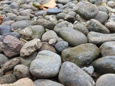 Doğal arkaplan için taş çakıl taşlarının fotoğrafını kapat.