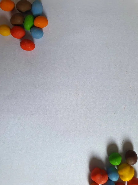 Spazio Vuoto Spazio Copia Con Colorato Caramelle Palle Angolo Ornamento — Foto Stock