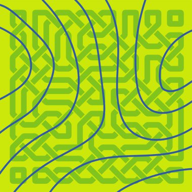 Dekoratif Kelt düğümleri arka planda kıvrımlı çizgili doku örtüsü. Kelt düğümleri ve kıvrımlı şekilleri olan sanatsal arkaplan.