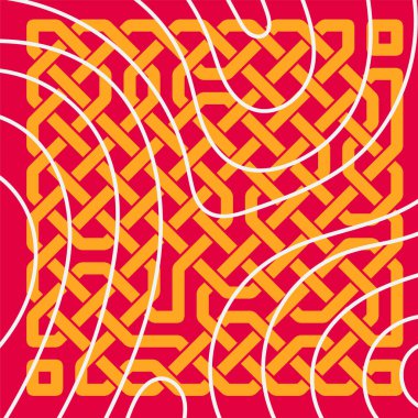 Dekoratif Kelt düğümleri arka planda kıvrımlı çizgili doku örtüsü. Kelt düğümleri ve kıvrımlı şekilleri olan sanatsal arkaplan.