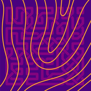 Dekoratif Kelt düğümleri arka planda kıvrımlı çizgili doku örtüsü. Kelt düğümleri ve kıvrımlı şekilleri olan sanatsal arkaplan.