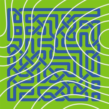 Dekoratif Kelt düğümleri arka planda kıvrımlı çizgili doku örtüsü. Kelt düğümleri ve kıvrımlı şekilleri olan sanatsal arkaplan.