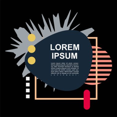 Çeşitli şekilleri, renkleri ve yarım tonlu süslemeleri olan soyut bir arkaplan. Arkaplan rozetleri elips kümesi veya oval şekiller ve metin alanı.