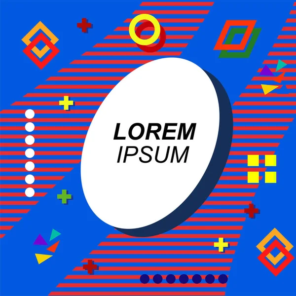 Çeşitli geometrik şekilli, süslemeli ve metin alanlı soyut arkaplan kare kartı. Geometrik memphis tarzıyla kare duvar kağıdı.