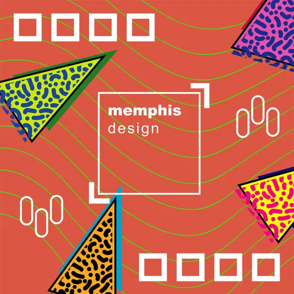 Çeşitli geometrik şekilli, süslemeli ve metin alanlı soyut arkaplan kare kartı. Geometrik memphis tarzıyla kare duvar kağıdı.