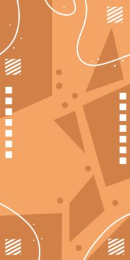 Çeşitli geometrik şekillere sahip soyut dikey arkaplan kartı. Geometrik memphis tarzına sahip dikey duvar kağıdı.