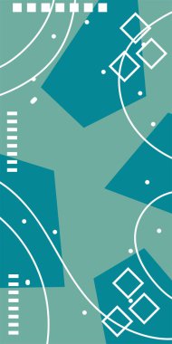 Çeşitli geometrik şekillere sahip soyut dikey arkaplan kartı. Geometrik memphis tarzına sahip dikey duvar kağıdı.