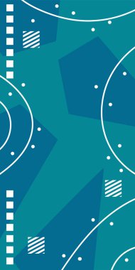 Çeşitli geometrik şekillere sahip soyut dikey arkaplan kartı. Geometrik memphis tarzına sahip dikey duvar kağıdı.