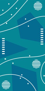 Çeşitli geometrik şekillere sahip soyut dikey arkaplan kartı. Geometrik memphis tarzına sahip dikey duvar kağıdı.