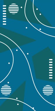 Çeşitli geometrik şekillere sahip soyut dikey arkaplan kartı. Geometrik memphis tarzına sahip dikey duvar kağıdı.