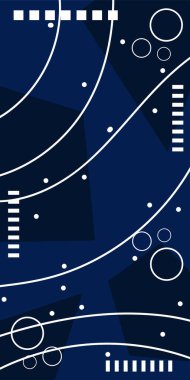 Çeşitli geometrik şekillere sahip soyut dikey arkaplan kartı. Geometrik memphis tarzına sahip dikey duvar kağıdı.