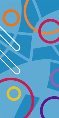 Çeşitli geometrik şekillere sahip soyut dikey arkaplan kartı. Geometrik memphis tarzına sahip dikey duvar kağıdı.