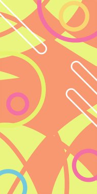 Çeşitli geometrik şekillere sahip soyut dikey arkaplan kartı. Geometrik memphis tarzına sahip dikey duvar kağıdı.