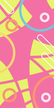 Çeşitli geometrik şekillere sahip soyut dikey arkaplan kartı. Geometrik memphis tarzına sahip dikey duvar kağıdı.