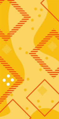 Çeşitli geometrik şekillere sahip soyut dikey arkaplan kartı. Geometrik memphis tarzına sahip dikey duvar kağıdı.