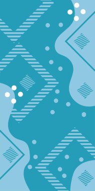 Çeşitli geometrik şekillere sahip soyut dikey arkaplan kartı. Geometrik memphis tarzına sahip dikey duvar kağıdı.