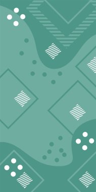 Çeşitli geometrik şekillere sahip soyut dikey arkaplan kartı. Geometrik memphis tarzına sahip dikey duvar kağıdı.