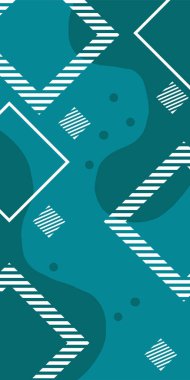 Çeşitli geometrik şekillere sahip soyut dikey arkaplan kartı. Geometrik memphis tarzına sahip dikey duvar kağıdı.