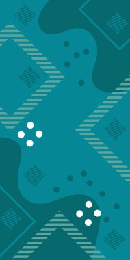 Çeşitli geometrik şekillere sahip soyut dikey arkaplan kartı. Geometrik memphis tarzına sahip dikey duvar kağıdı.