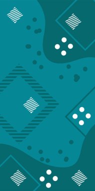 Çeşitli geometrik şekillere sahip soyut dikey arkaplan kartı. Geometrik memphis tarzına sahip dikey duvar kağıdı.