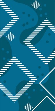 Çeşitli geometrik şekillere sahip soyut dikey arkaplan kartı. Geometrik memphis tarzına sahip dikey duvar kağıdı.