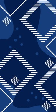 Çeşitli geometrik şekillere sahip soyut dikey arkaplan kartı. Geometrik memphis tarzına sahip dikey duvar kağıdı.