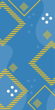 Çeşitli geometrik şekillere sahip soyut dikey arkaplan kartı. Geometrik memphis tarzına sahip dikey duvar kağıdı.