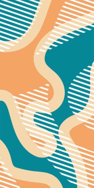 Çeşitli geometrik şekillere sahip soyut dikey arkaplan kartı. Geometrik memphis tarzına sahip dikey duvar kağıdı.