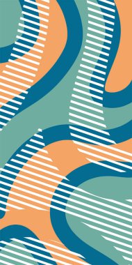 Çeşitli geometrik şekillere sahip soyut dikey arkaplan kartı. Geometrik memphis tarzına sahip dikey duvar kağıdı.