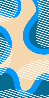 Çeşitli geometrik şekillere sahip soyut dikey arkaplan kartı. Geometrik memphis tarzına sahip dikey duvar kağıdı.