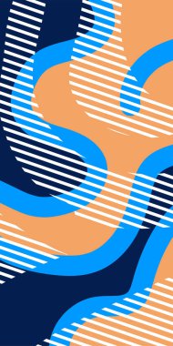 Çeşitli geometrik şekillere sahip soyut dikey arkaplan kartı. Geometrik memphis tarzına sahip dikey duvar kağıdı.