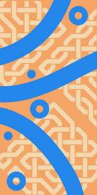 Çeşitli geometrik şekillere sahip soyut dikey arkaplan kartı. Geometrik memphis tarzına sahip dikey duvar kağıdı.