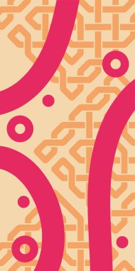 Çeşitli geometrik şekillere sahip soyut dikey arkaplan kartı. Geometrik memphis tarzına sahip dikey duvar kağıdı.