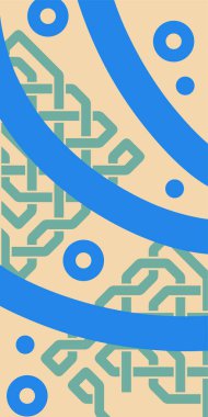 Çeşitli geometrik şekillere sahip soyut dikey arkaplan kartı. Geometrik memphis tarzına sahip dikey duvar kağıdı.