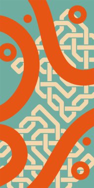 Çeşitli geometrik şekillere sahip soyut dikey arkaplan kartı. Geometrik memphis tarzına sahip dikey duvar kağıdı.