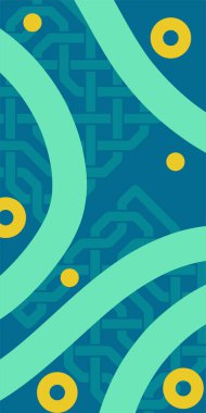 Çeşitli geometrik şekillere sahip soyut dikey arkaplan kartı. Geometrik memphis tarzına sahip dikey duvar kağıdı.