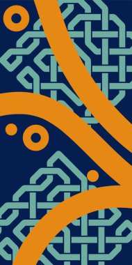 Çeşitli geometrik şekillere sahip soyut dikey arkaplan kartı. Geometrik memphis tarzına sahip dikey duvar kağıdı.