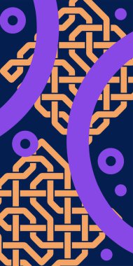 Çeşitli geometrik şekillere sahip soyut dikey arkaplan kartı. Geometrik memphis tarzına sahip dikey duvar kağıdı.