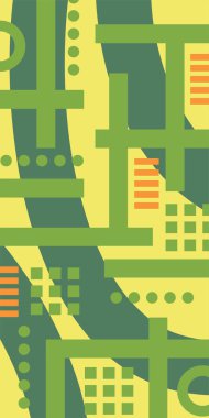 Çeşitli geometrik şekillere sahip soyut dikey arkaplan kartı. Geometrik memphis tarzına sahip dikey duvar kağıdı.