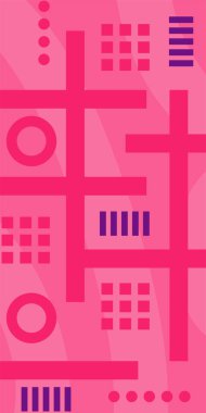 Çeşitli geometrik şekillere sahip soyut dikey arkaplan kartı. Geometrik memphis tarzına sahip dikey duvar kağıdı.