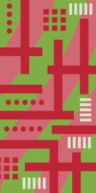 Çeşitli geometrik şekillere sahip soyut dikey arkaplan kartı. Geometrik memphis tarzına sahip dikey duvar kağıdı.