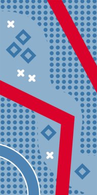 Çeşitli geometrik şekillere sahip soyut dikey arkaplan kartı. Geometrik memphis tarzına sahip dikey duvar kağıdı.