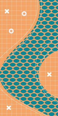 Çeşitli geometrik şekillere sahip soyut dikey arkaplan kartı. Geometrik memphis tarzına sahip dikey duvar kağıdı.