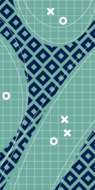 Çeşitli geometrik şekillere sahip soyut dikey arkaplan kartı. Geometrik memphis tarzına sahip dikey duvar kağıdı.