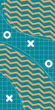 Çeşitli geometrik şekillere sahip soyut dikey arkaplan kartı. Geometrik memphis tarzına sahip dikey duvar kağıdı.