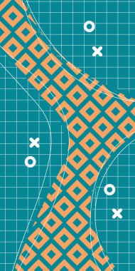 Çeşitli geometrik şekillere sahip soyut dikey arkaplan kartı. Geometrik memphis tarzına sahip dikey duvar kağıdı.