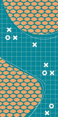 Çeşitli geometrik şekillere sahip soyut dikey arkaplan kartı. Geometrik memphis tarzına sahip dikey duvar kağıdı.